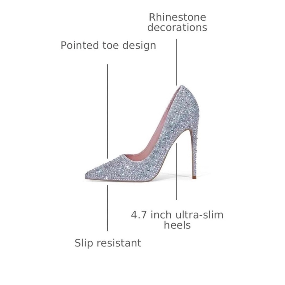 Sparkling Silver Rhinestone Heels - Picture 3 of 11